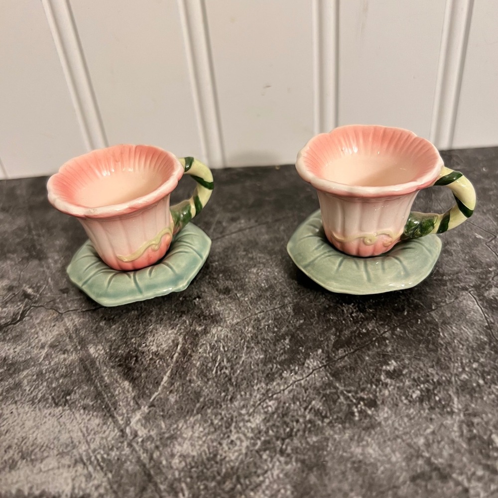 Vintage Miniature Ceramic Tea Cups & Saucers | Cottage Whimsi Trinket Fairy